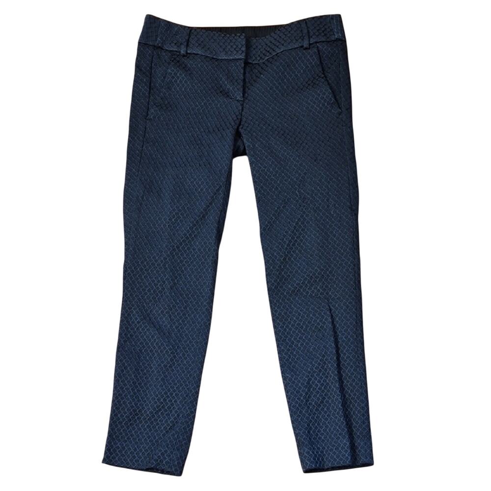 LOFT Marisa Skinny Dark Blue Textured Cropped Pants Size 2
